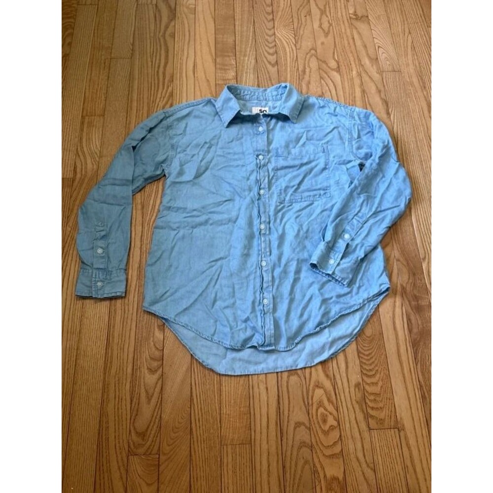 Button down blue long sleeve shirt lyocell tencel soft chambray oversized